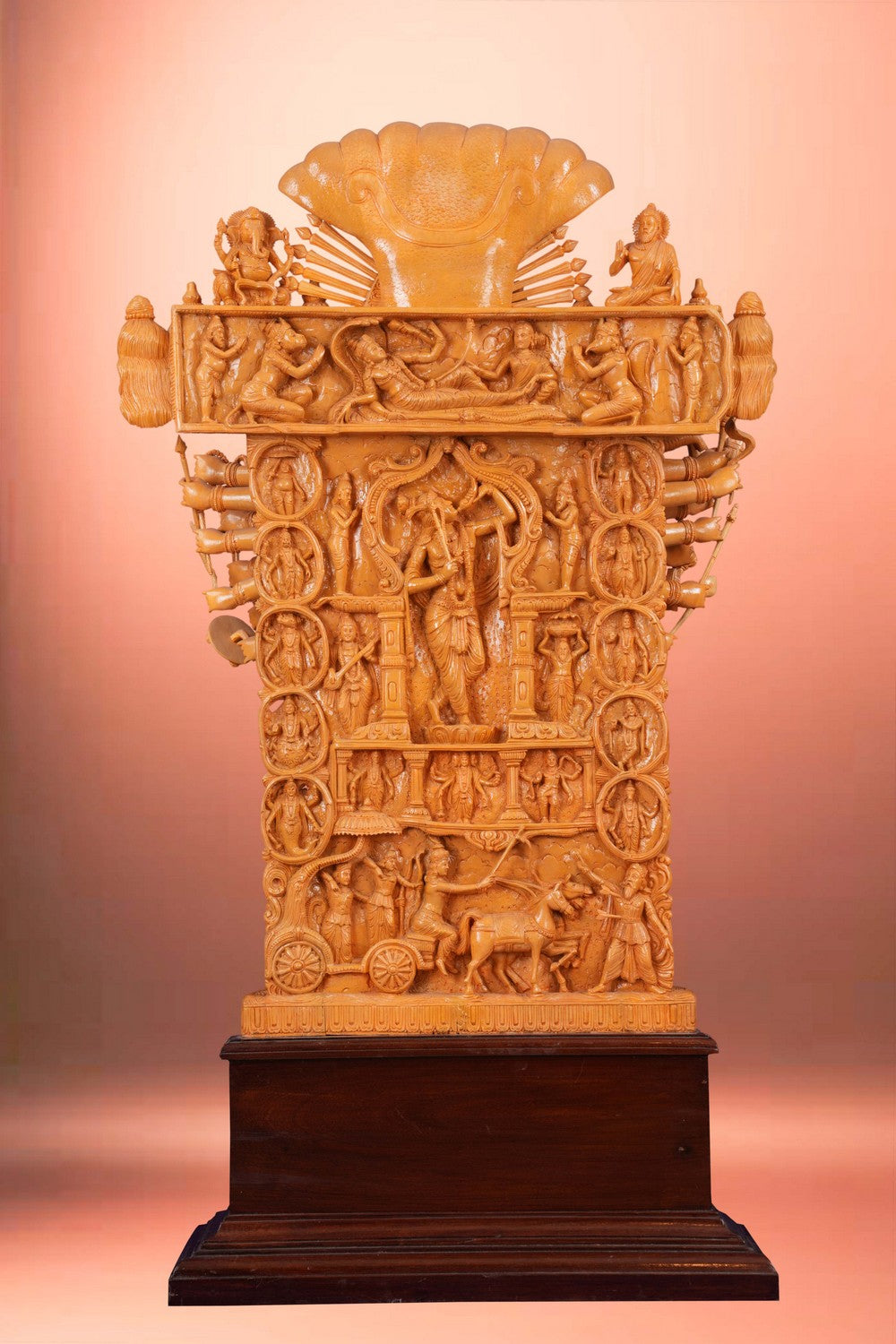 Image of Cedar Wood Carving Vishwaroopam Ananthasayana Statue